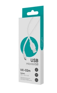 Кабель USB VX-02m microUSB 1м белый