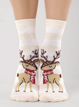 Носки женские Д2560 НГ бежевые олень 23-25