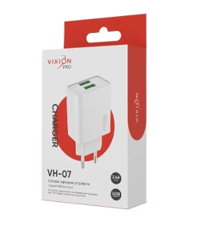 Сетевое зарядное устройство PRO VH-07 2-USB/2.4A белый