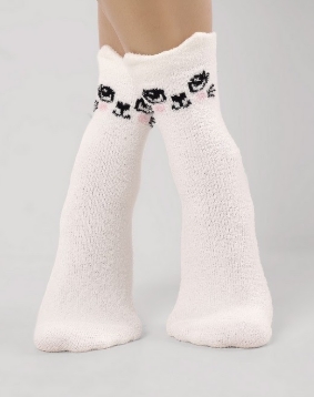 Носки женские Д966Т НГ белые кошка 25-27