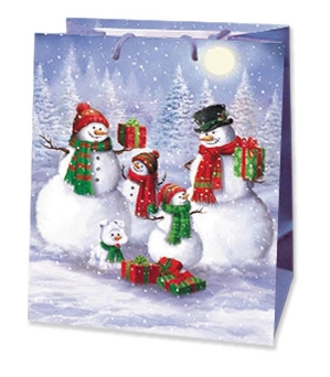 Пакет бумажный подарочный НГ 18х23х10 Снеговик