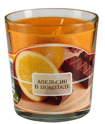 Свеча в стеклянном стакане Апельсин в шоколаде