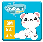 WATASHI Подгузники 3 4-9кг jambo-pack 52шт