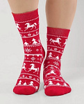 CLEVER Носки женские Д2550П НГ плюш красные орнамент 25-27