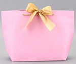 SIMA Пакет подарочный с лентой 26х25х11 Розовый