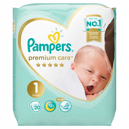 Подгузники Premium Care Newborn 20шт 2-5кг