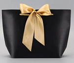 SIMA Пакет подарочный с лентой 19х20х9 Черный