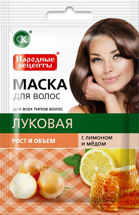 Натуральная маска для волос 30мл луковая с лимоном и медом для роста и объема