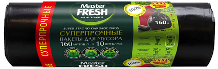 Пакеты для мусора суперпрочные усиленное дно 160 литров 10шт 28мкм